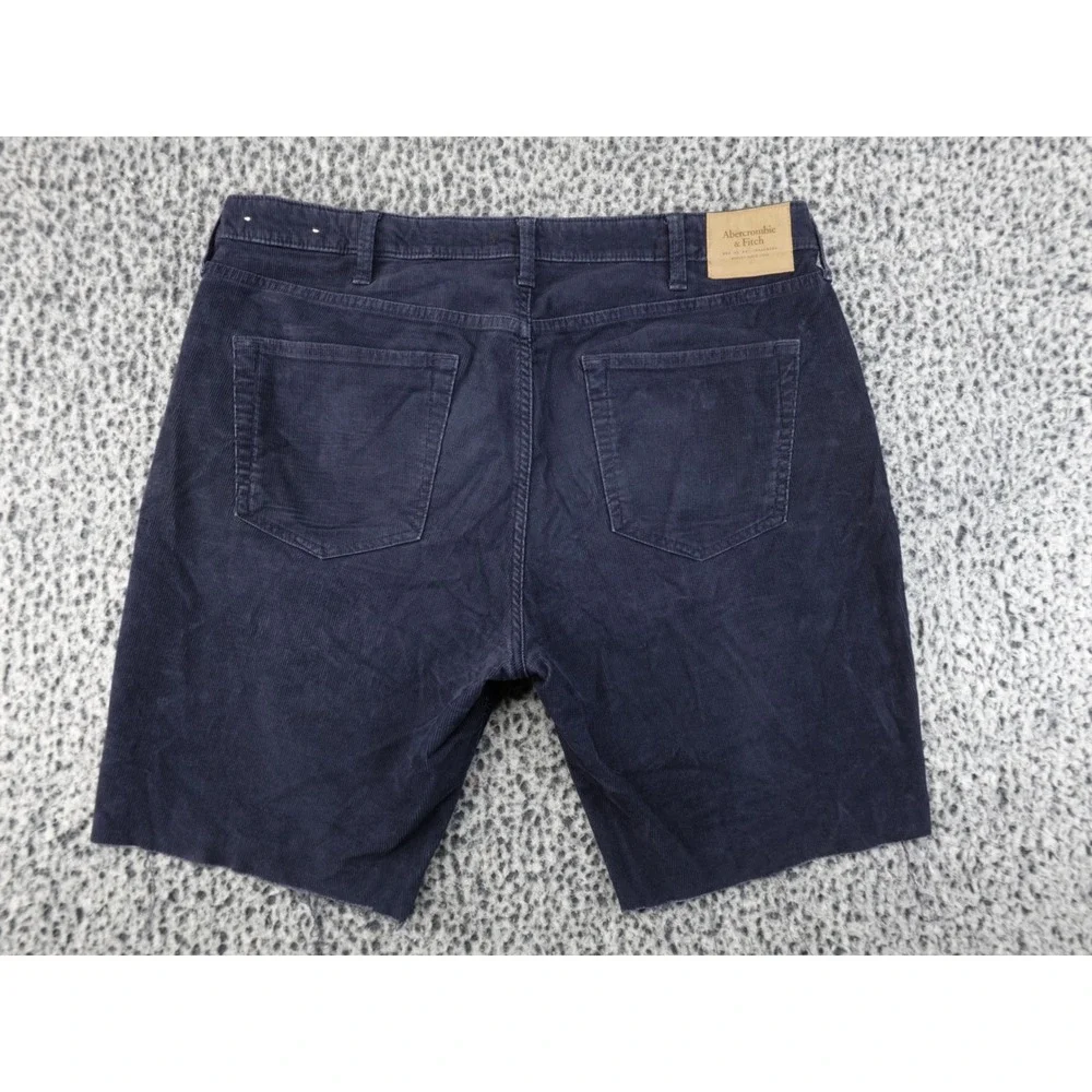Abercrombie & Fitch Corduroy Shorts Mens 36 Navy Blue Good Cut‎ Off Stretch
